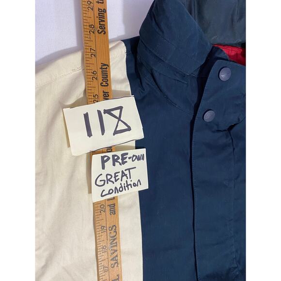 Nautica Reversible Coat Jacket Men’s Size Large Hidden Hood Navy Gray Outdoor - Picture 2 of 16